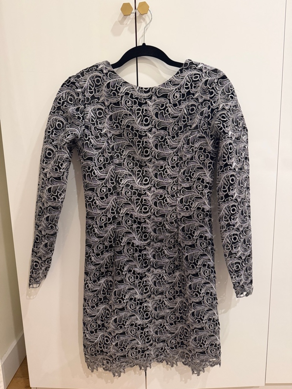 Dress the Population Black and White Lace Mini Dress